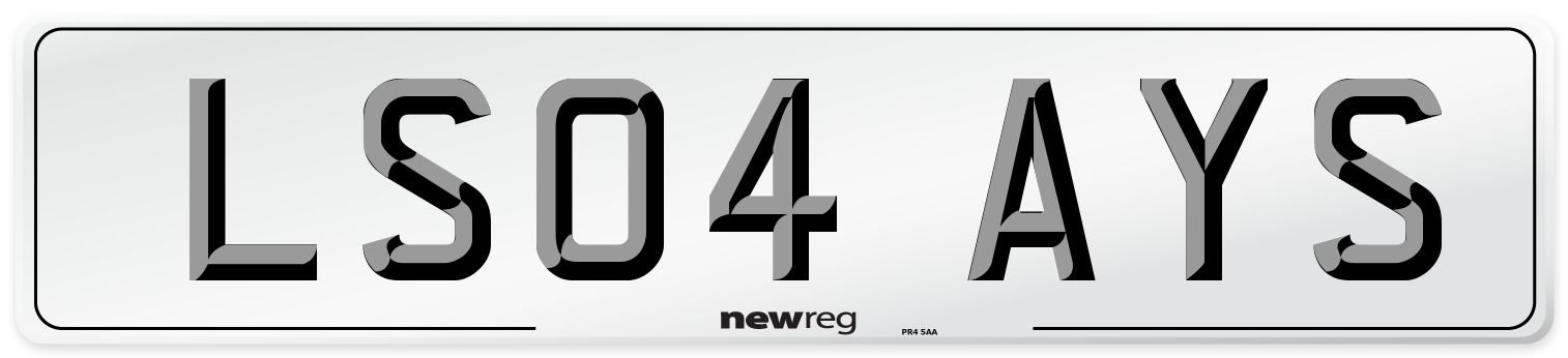 LS04 AYS Number Plate from New Reg